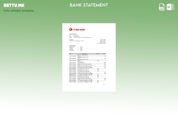 Модерен стил, Шаблон за ексел банкарски извод од Јапонија Чиба